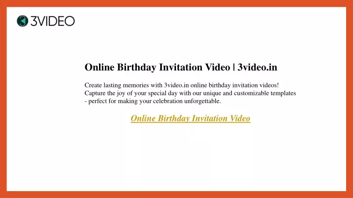 online birthday invitation video 3video in create