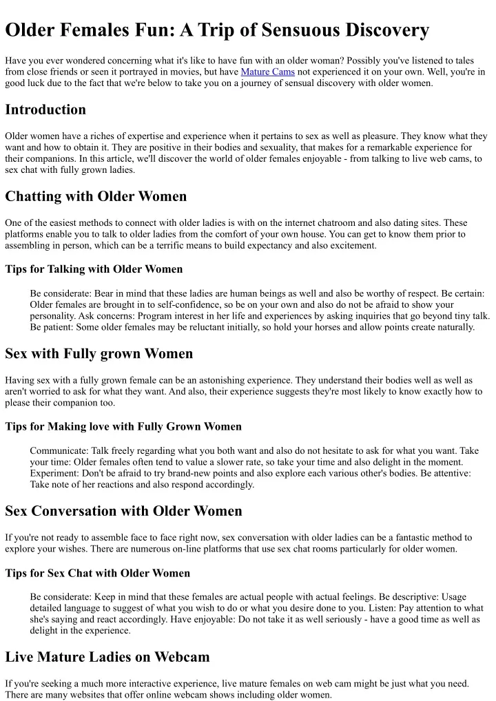 older females fun a trip of sensuous discovery