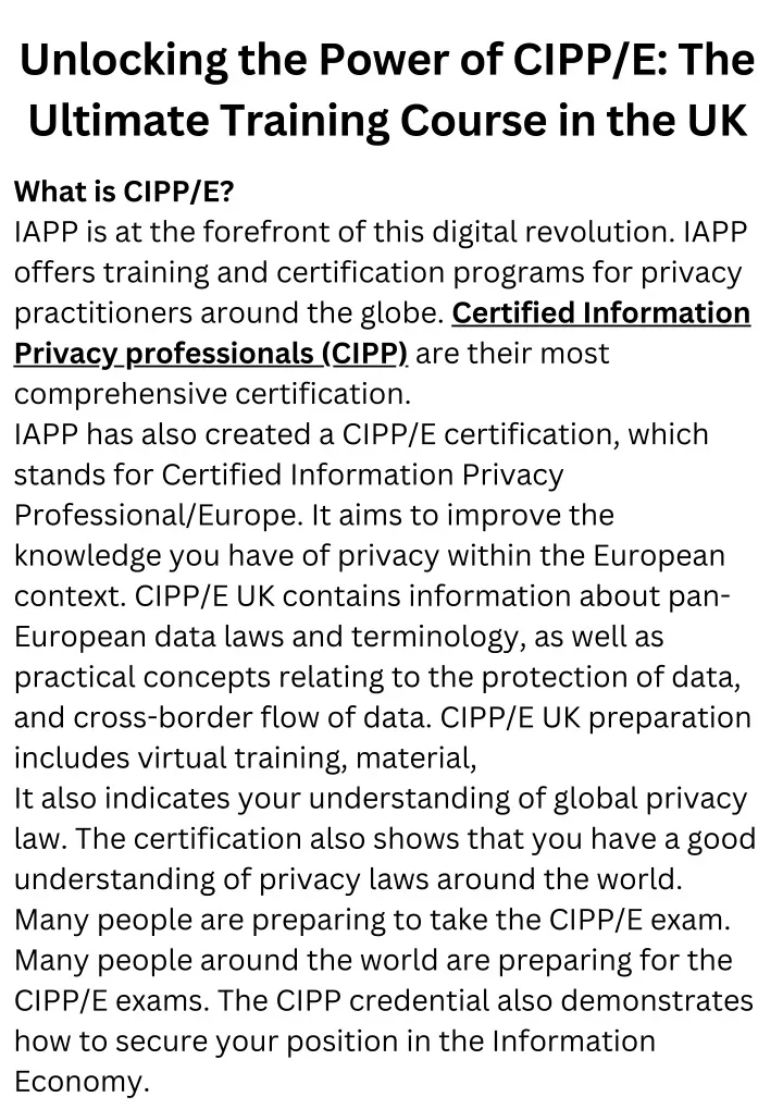 unlocking the power of cipp e the ultimate