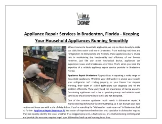 Appliance Repair Services in Bradenton, Florida