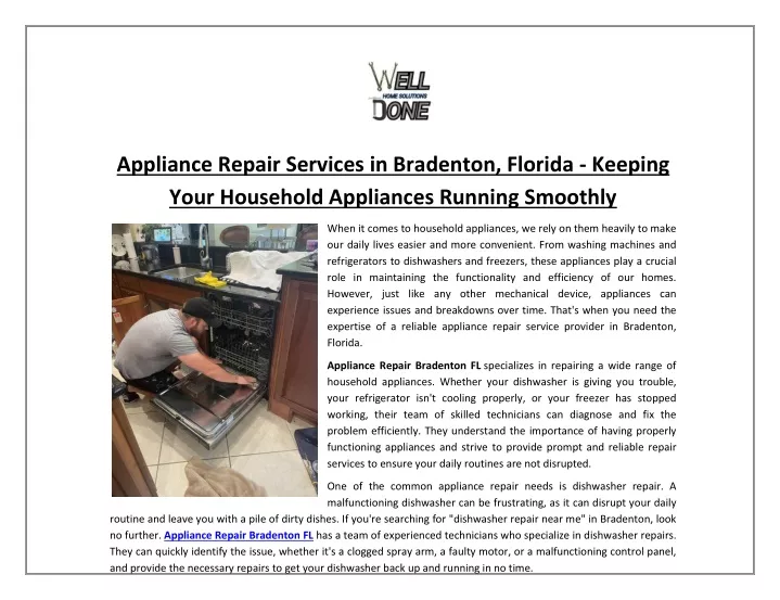 appliance repair services in bradenton florida