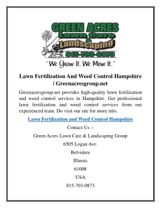 Lawn Fertilization And Weed Control Hampshire  Greenacresgroup.net