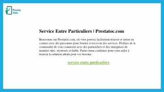 Service Entre Particuliers  Prestatoc.com