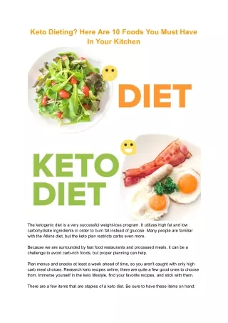 Keto Dieting- Here Are 10 Foods You Must Have In Your Kitchen