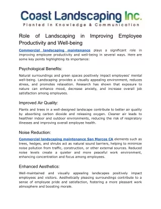 Role of Landscaping in Improving Employee Productivity and Well-being