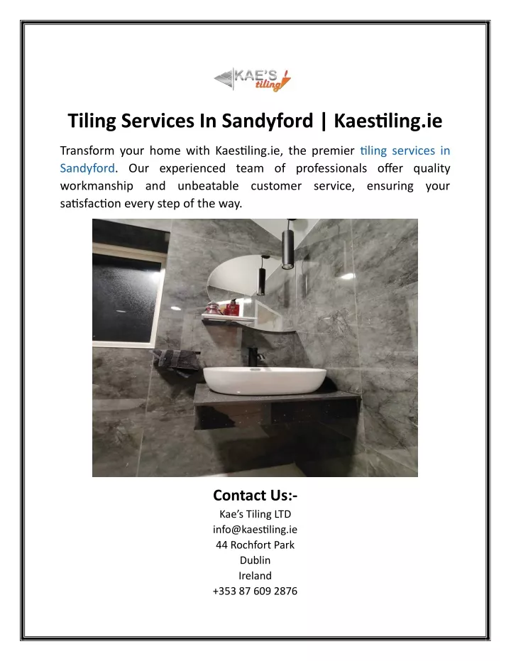 tiling services in sandyford kaestiling ie