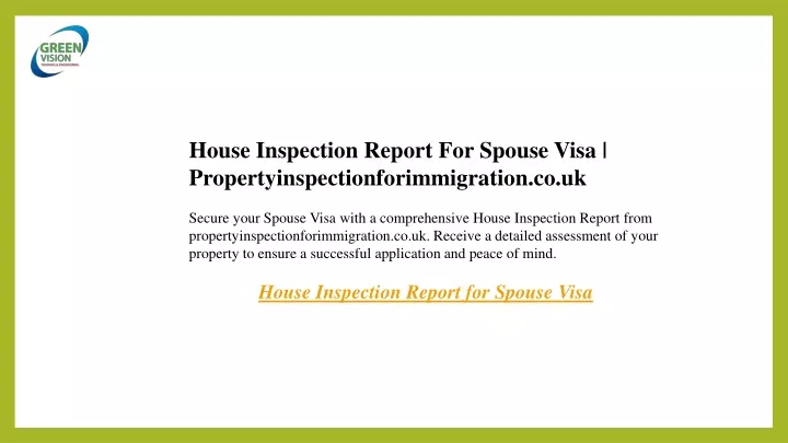 house inspection report for spouse visa