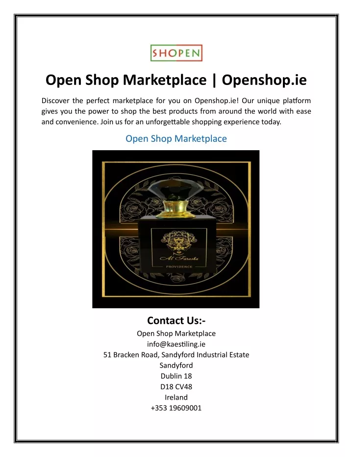 open shop marketplace openshop ie