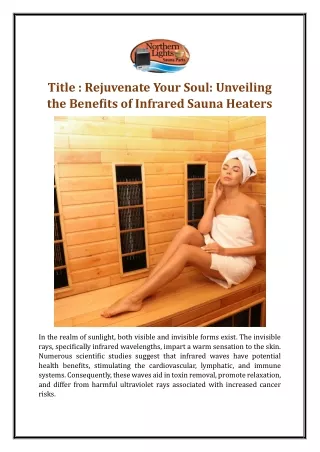 Rejuvenate Your Soul: Unveiling the Benefits of Infrared Sauna Heaters