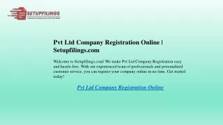 Pvt Ltd Company Registration Online  Setupfilings.com