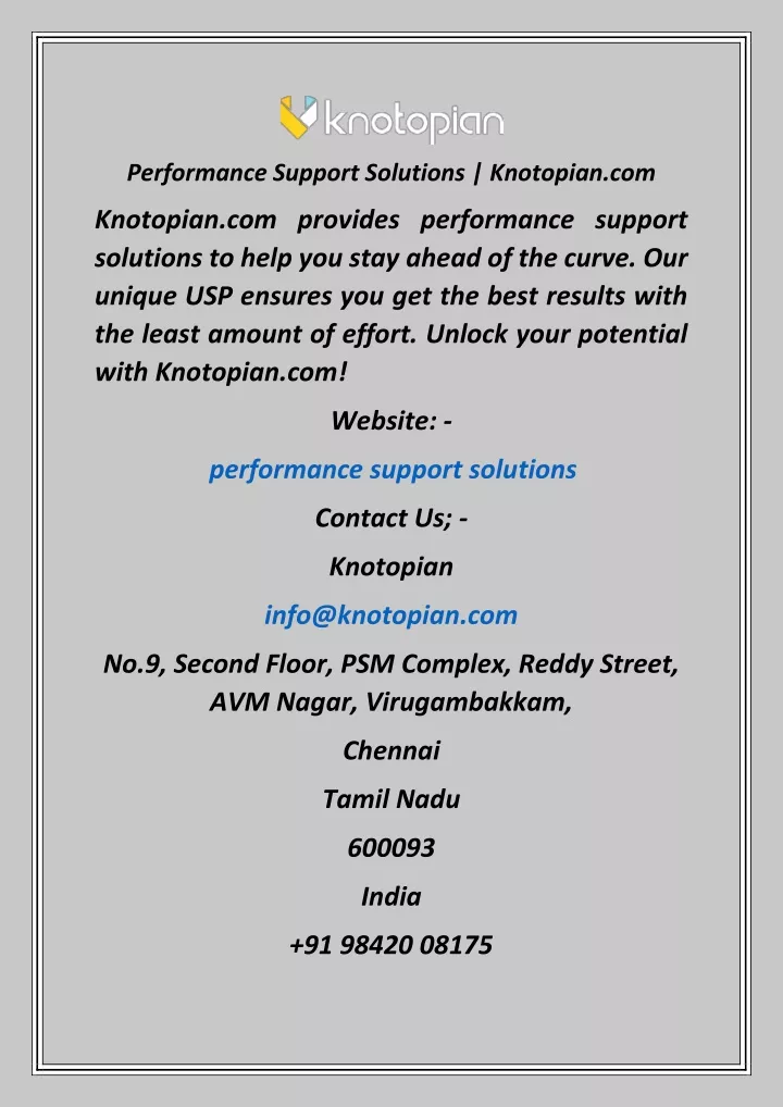 performance support solutions knotopian com