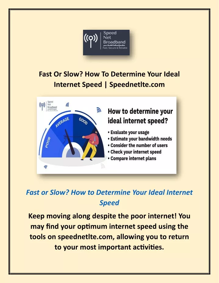 fast or slow how to determine your ideal internet