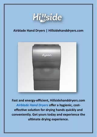 Airblade Hand Dryers | Hillsidehanddryers.com