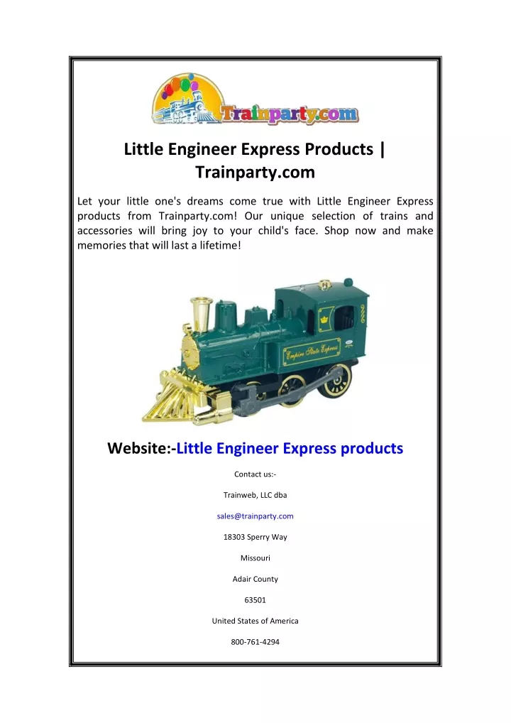 little engineer express products trainparty com