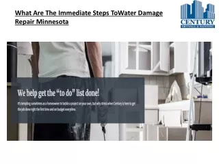 What Are The Immediate Steps ToWater Damage Repair Minnesota