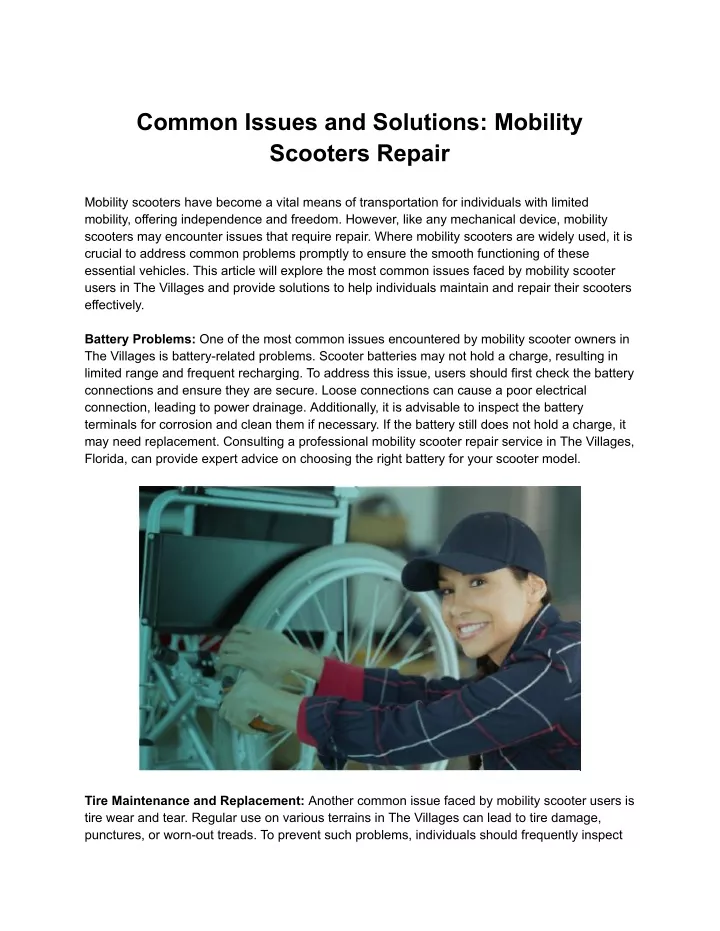 common issues and solutions mobility scooters
