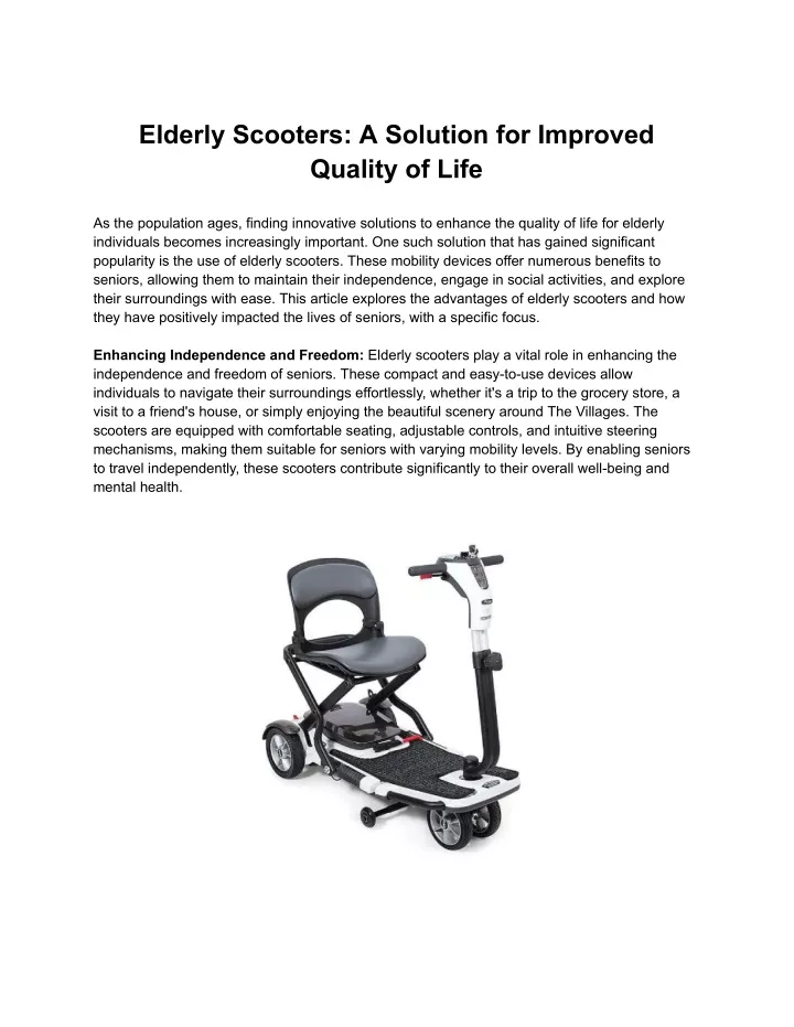 elderly scooters a solution for improved quality