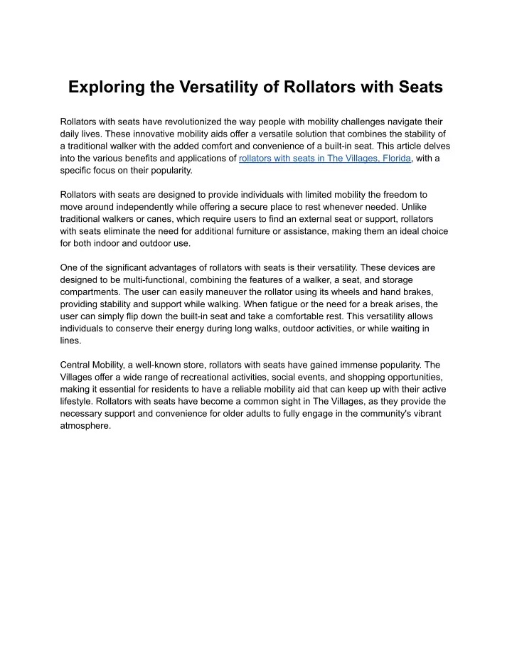 exploring the versatility of rollators with seats