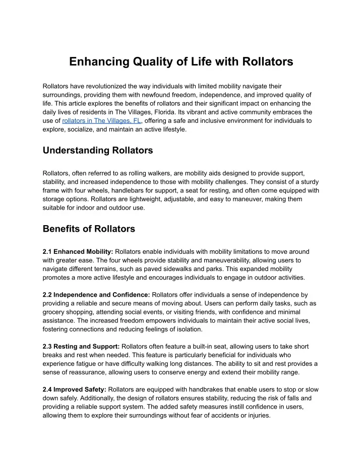 enhancing quality of life with rollators