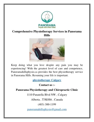 Comprehensive Physiotherapy Services in Panorama Hills