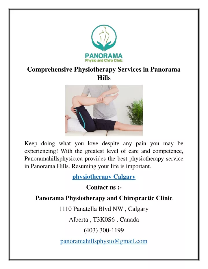 comprehensive physiotherapy services in panorama