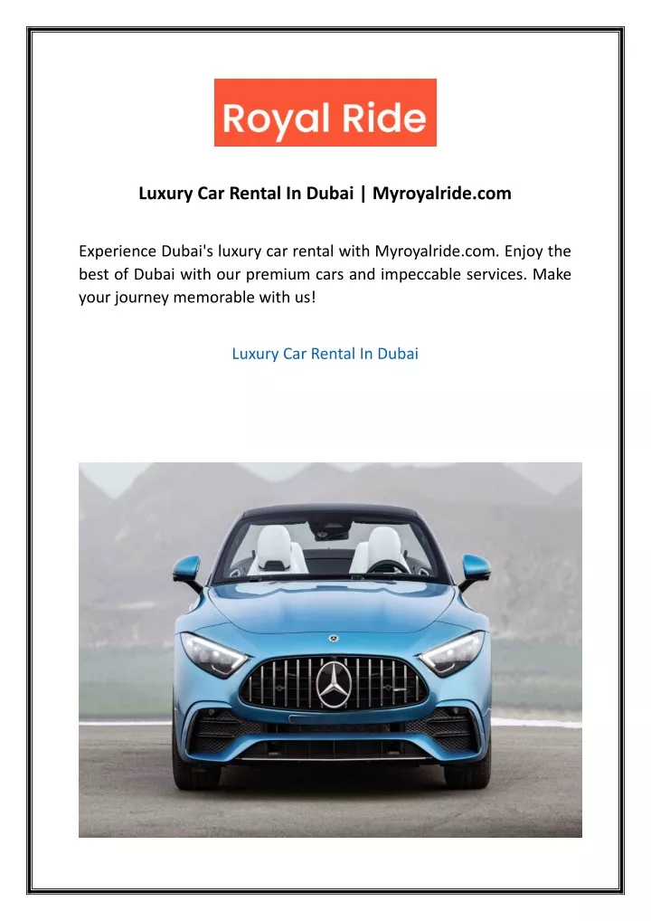luxury car rental in dubai myroyalride com
