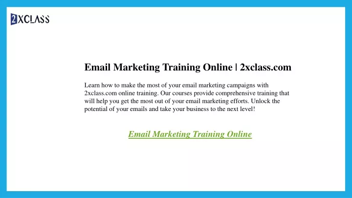 email marketing training online 2xclass com learn