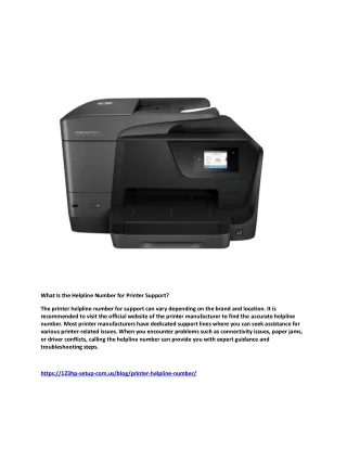 what is the helpline number for printer support