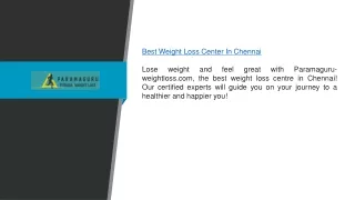 Best Weight Loss Center In Chennai Paramaguru-weightloss.com