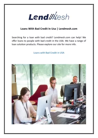 loans with bad credit in usa lendmesh com