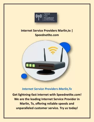Internet Service Providers Marlin,tx | Speednetlte.com