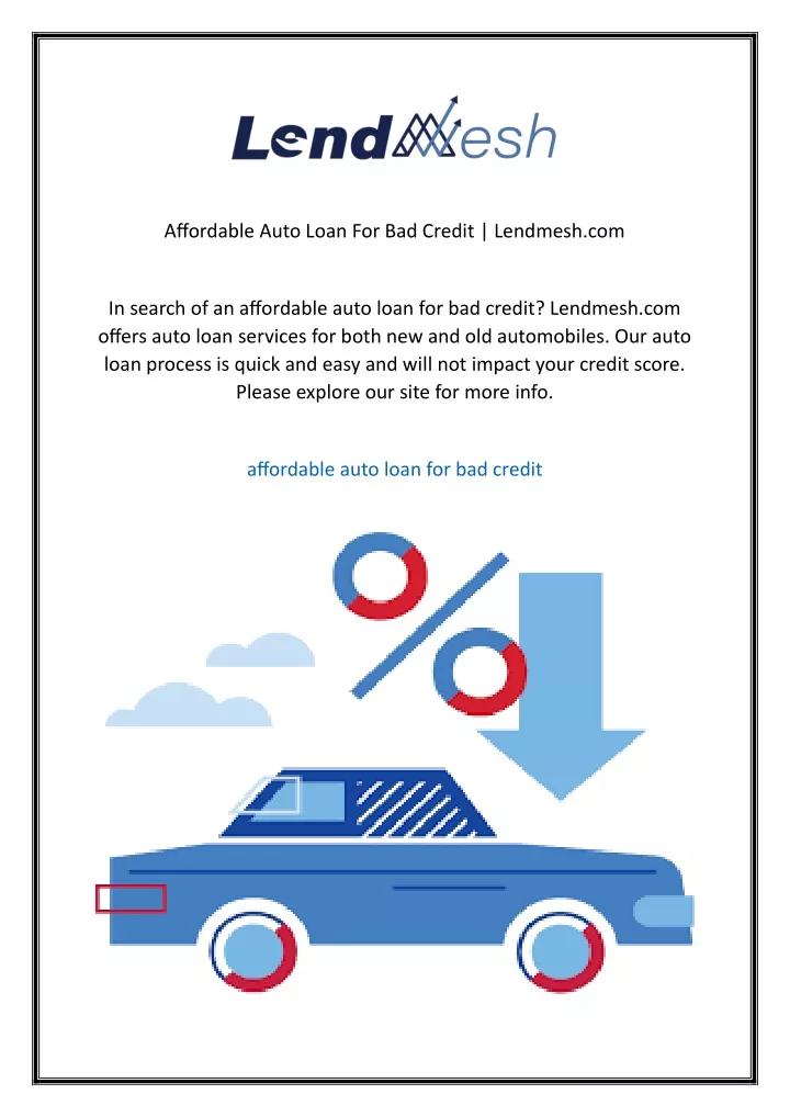 affordable auto loan for bad credit lendmesh com