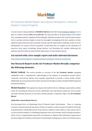 Air Freshener Market Share, Size, Industry Analysis Forecast 2028