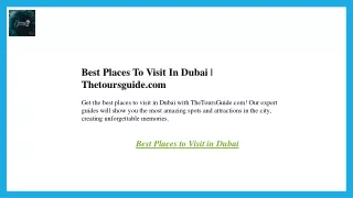 Best Places To Visit In Dubai  Thetoursguide.com