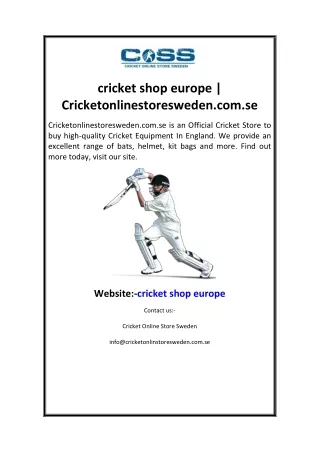 cricket shop europe  Cricketonlinestoresweden.com.se