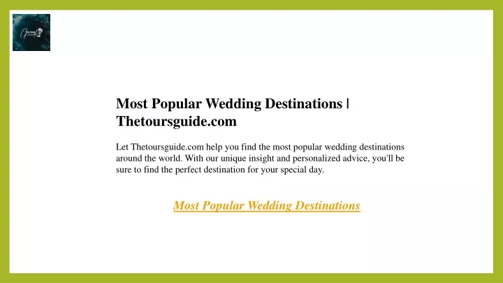 most popular wedding destinations thetoursguide
