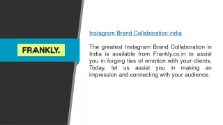 Instagram Brand Collaboration India Frankly.co.in