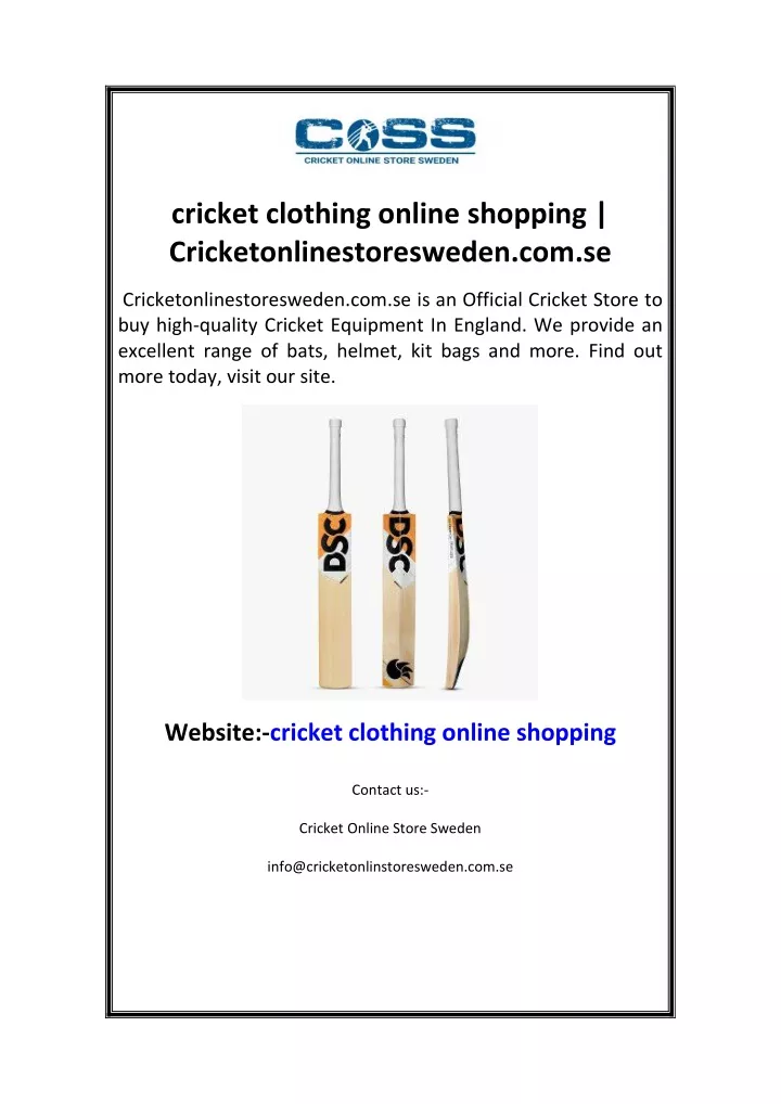 cricket clothing online shopping