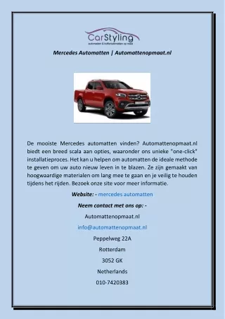 Mercedes Automatten  Automattenopmaat.nl