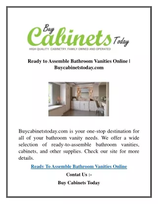 Ready to Assemble Bathroom Vanities Online  Buycabinetstoday