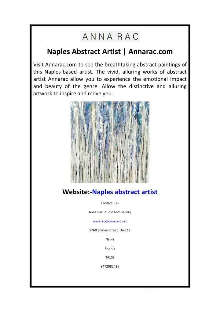 naples abstract artist annarac com