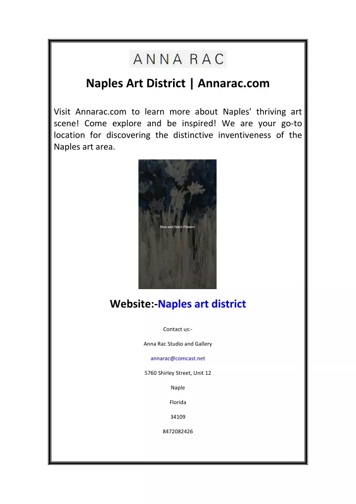 naples art district annarac com
