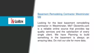 Basement Remodeling Contractor Westminster Md  Gloremllc.com