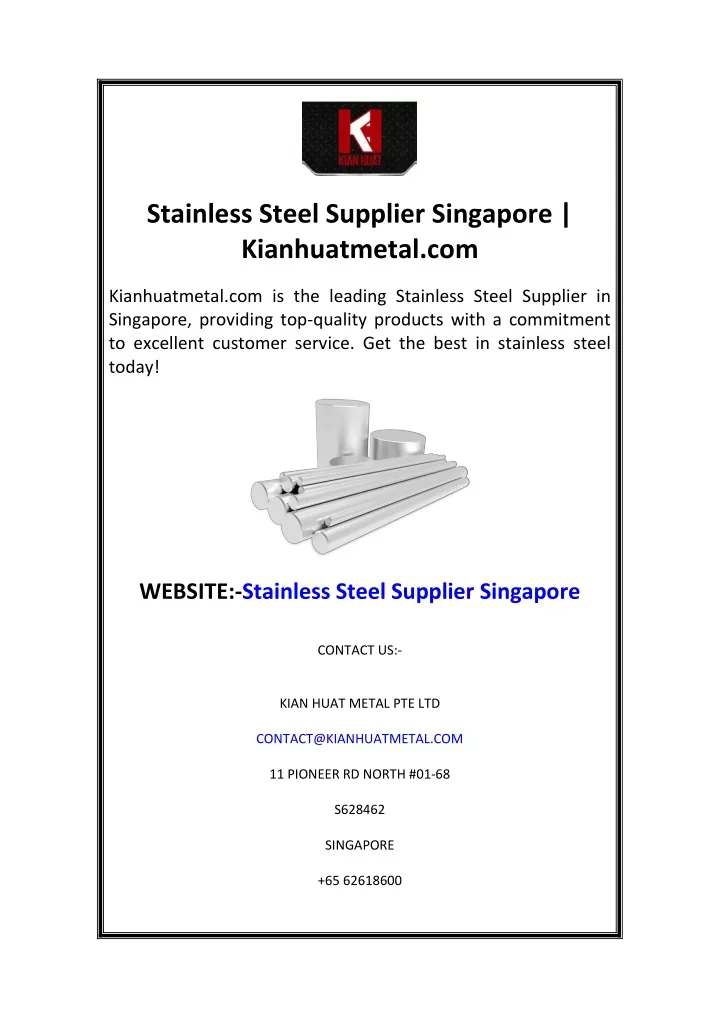 stainless steel supplier singapore kianhuatmetal