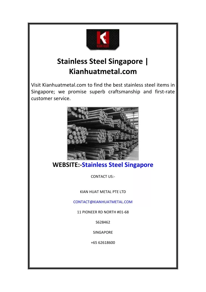 stainless steel singapore kianhuatmetal com