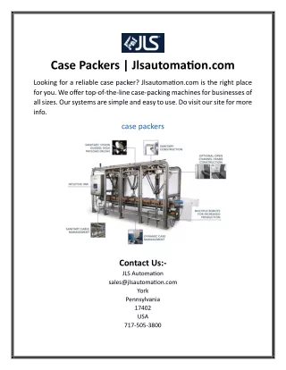 Case Packers  Jlsautomation