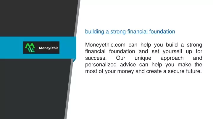 building a strong financial foundation moneyethic