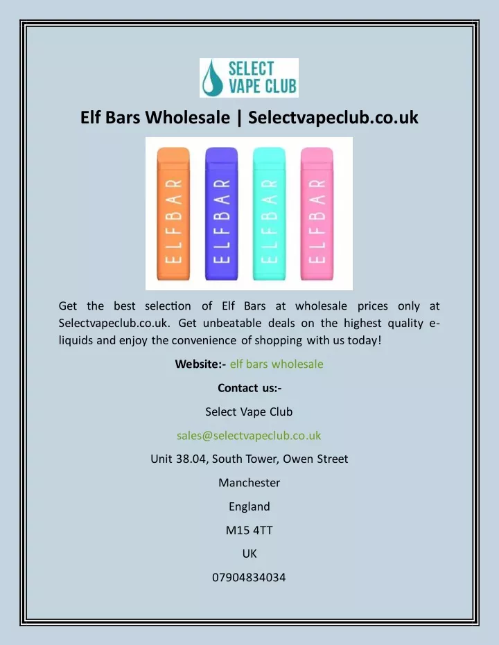 elf bars wholesale selectvapeclub co uk