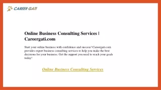 Online Business Consulting Services  Careergati.com