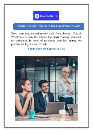 Funds Recovery Experts In Usa | Wealthwatchs.com